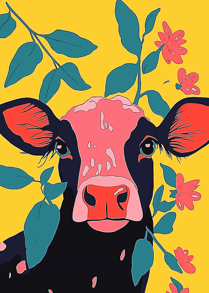 Cow with Flowers