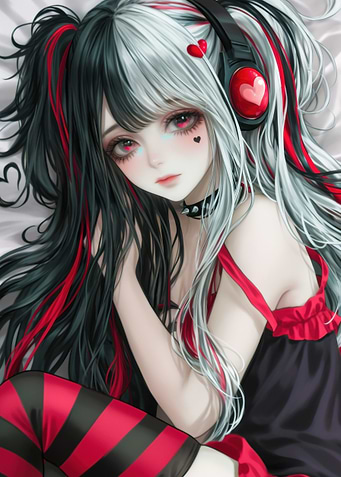 Anime Girl with Headphones
