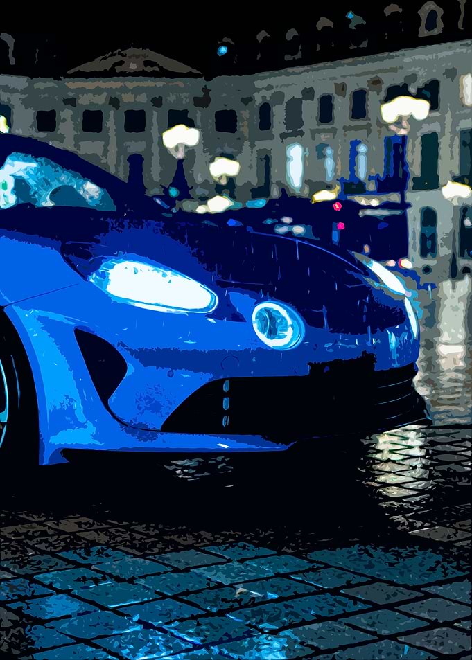 Alpine A110 in Paris at Night