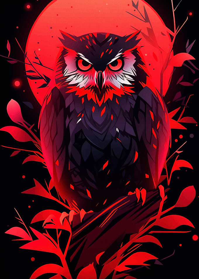 Red Owl in Moonlight