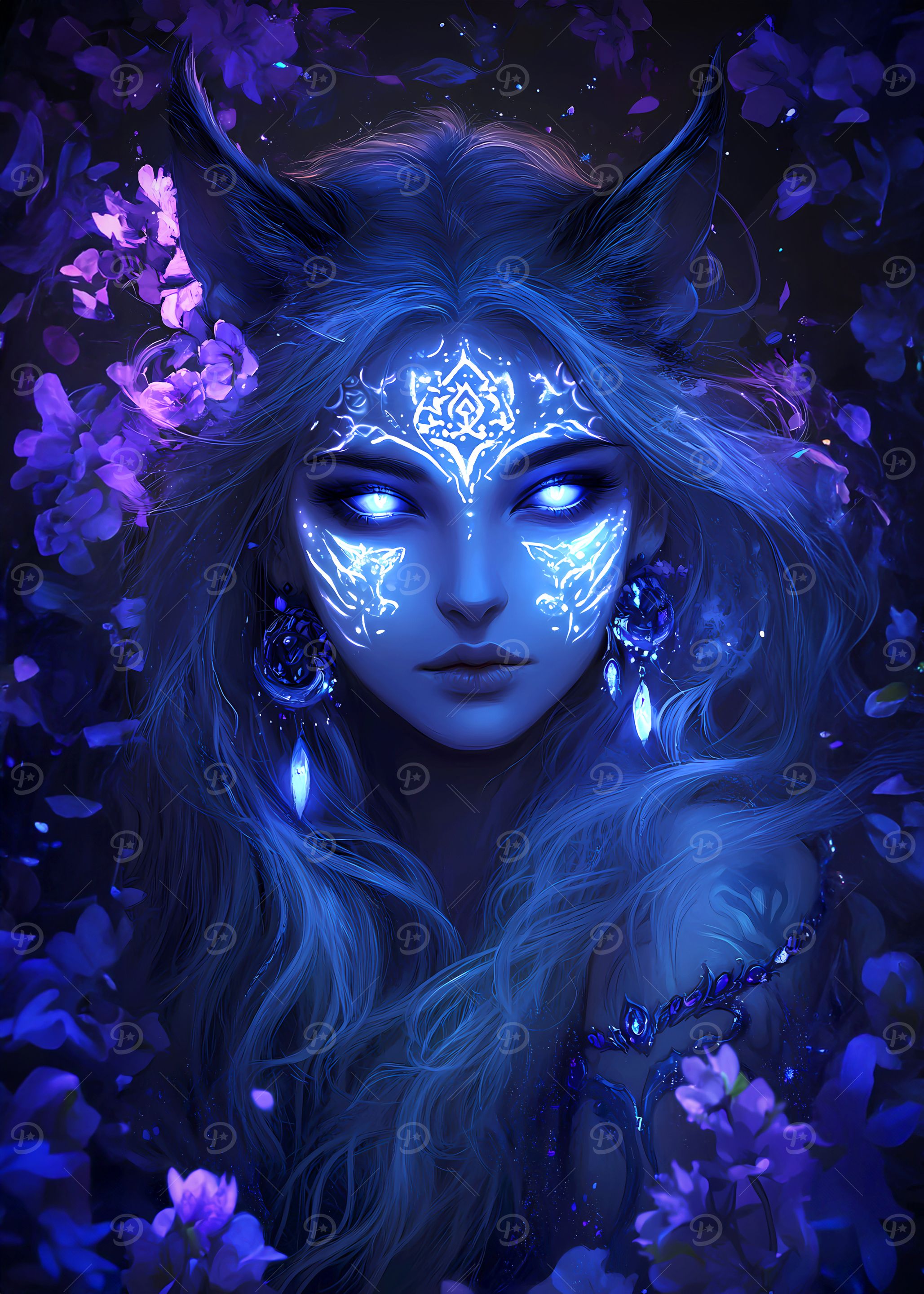 Ethereal Blue-Eyed Woman