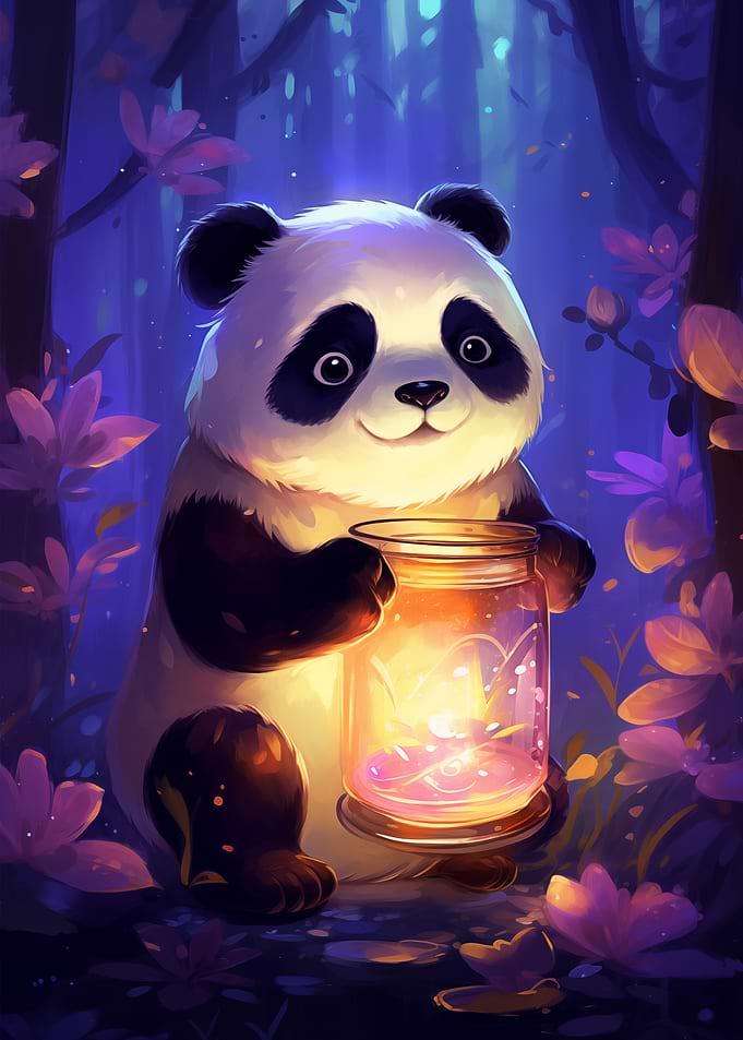 Panda with Firefly Jar