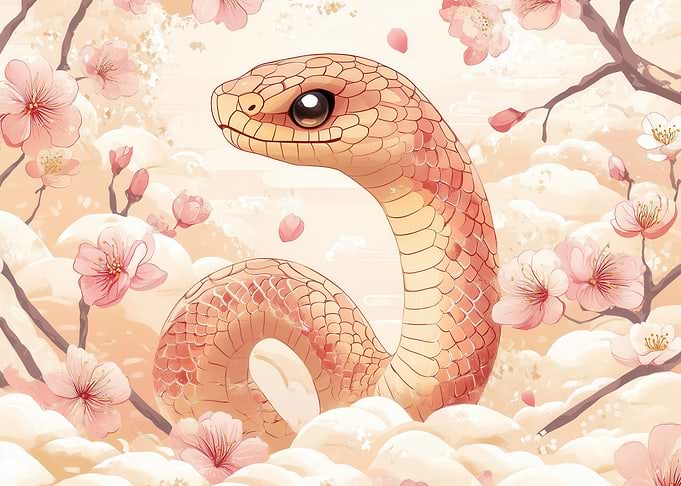 Snake in Cherry Blossoms