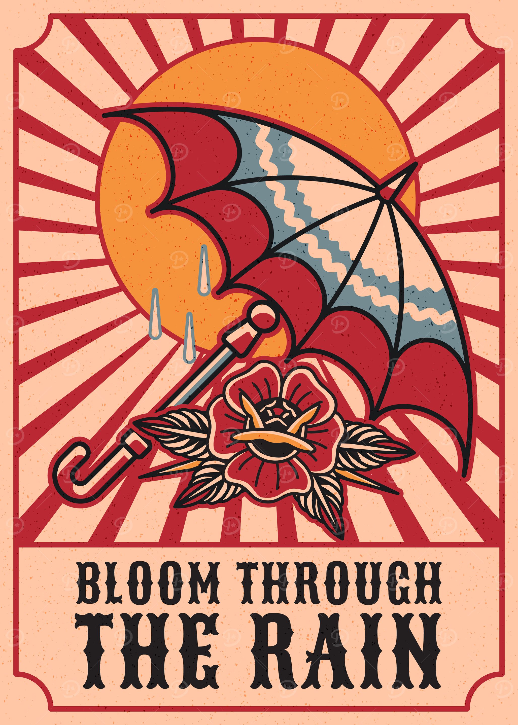 Umbrella retro-style illustration