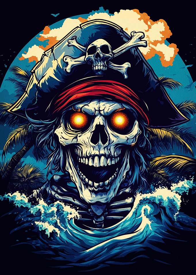 Pirate Skull with Glowing Eyes