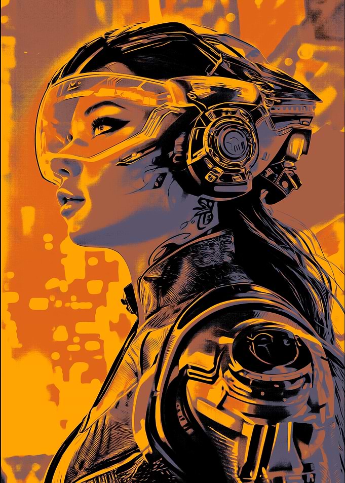 Cyberpunk Woman in Helmet