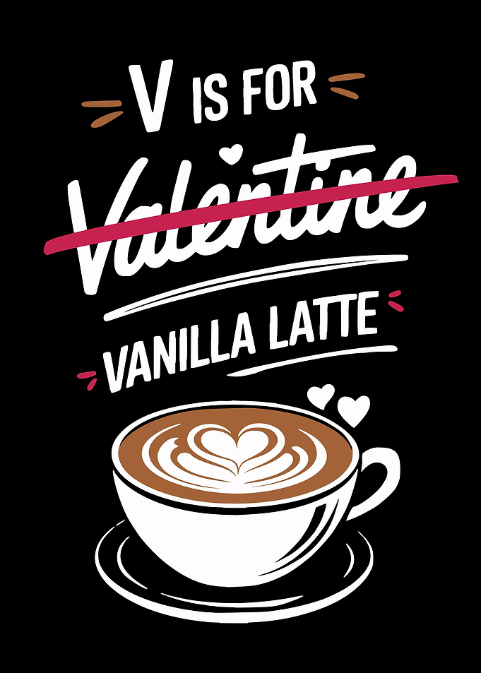 V is for Vanilla Latte Valentines Day Art