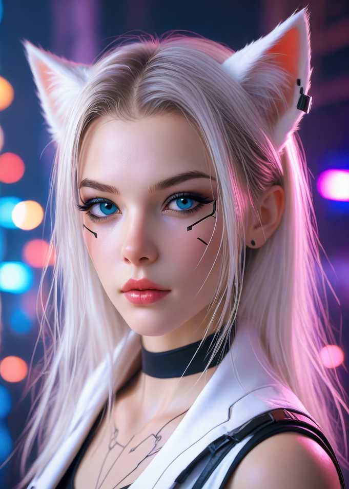 Cyberpunk Cat Girl Portrait