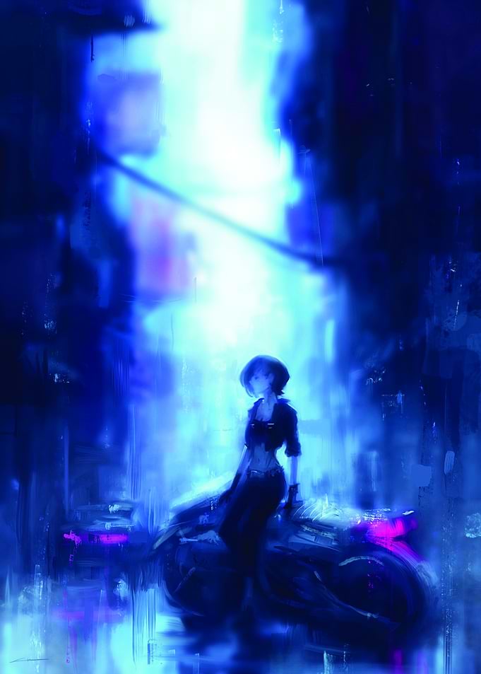 Cyberpunk Bike Anime Girl