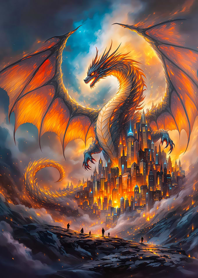 Dragon Over City