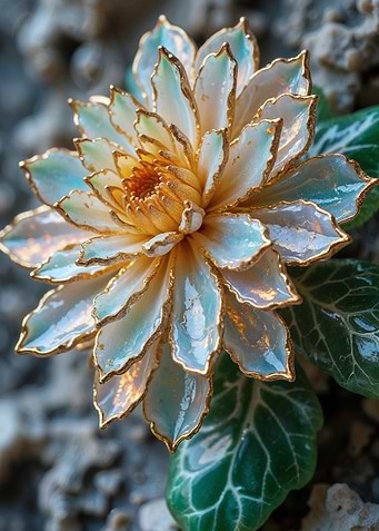 Gold-Trimmed Porcelain Flower