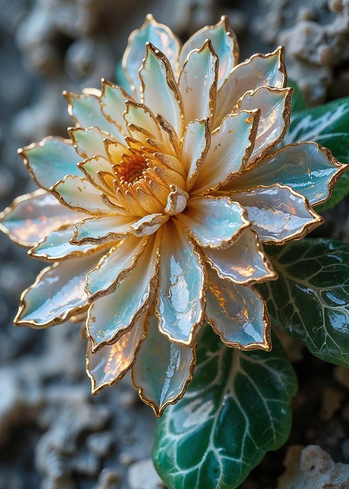 Gold-Trimmed Porcelain Flower