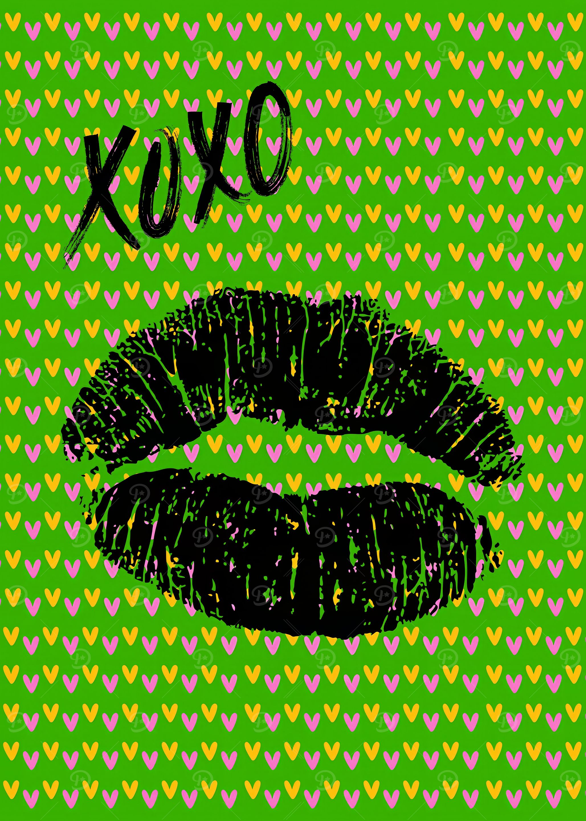 XOXO Lips Print Pop Art | Green Vibrant Love Print