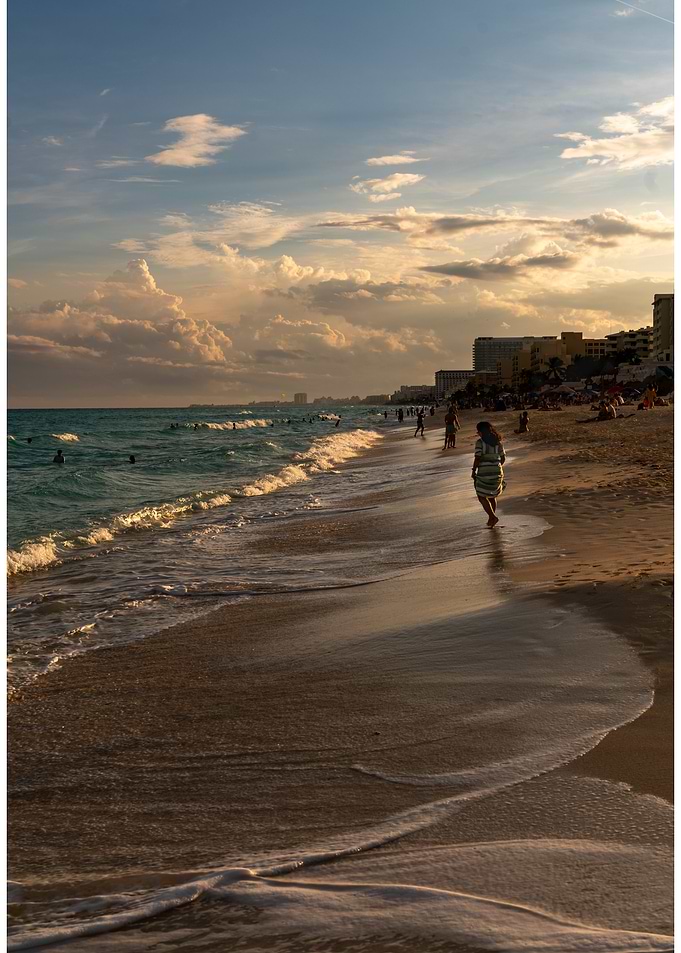 Beach Sunset with People