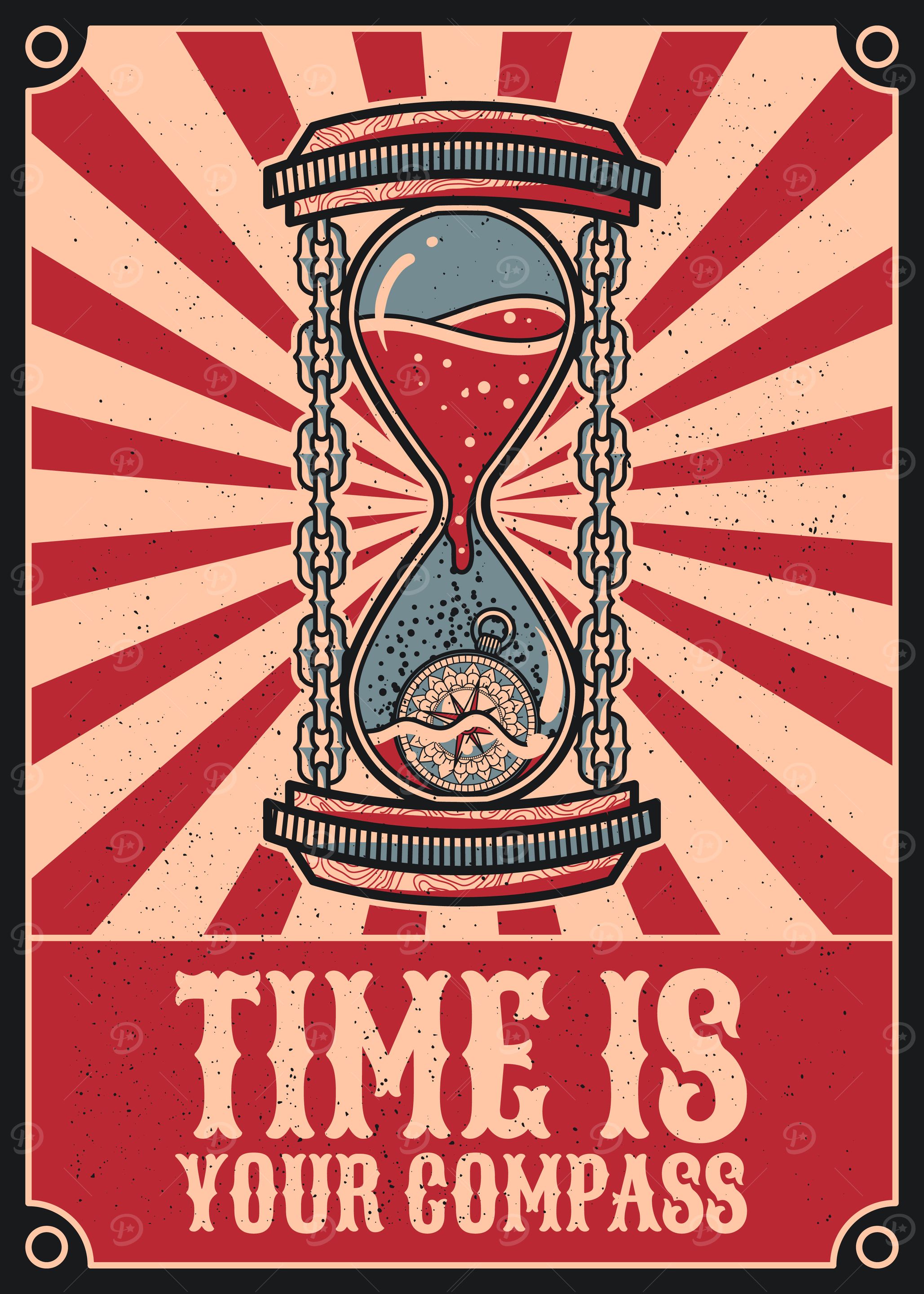 Time is your compass vintage art