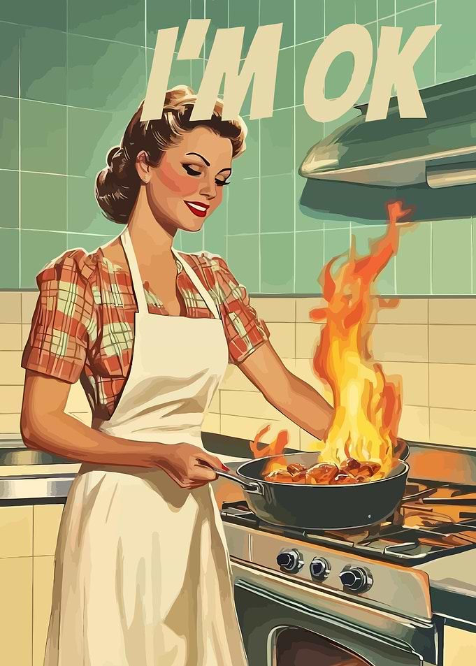 I'm OK Retro Kitchen Poster