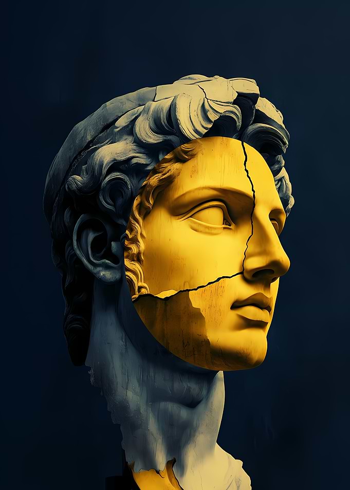 Golden Face Sculpture