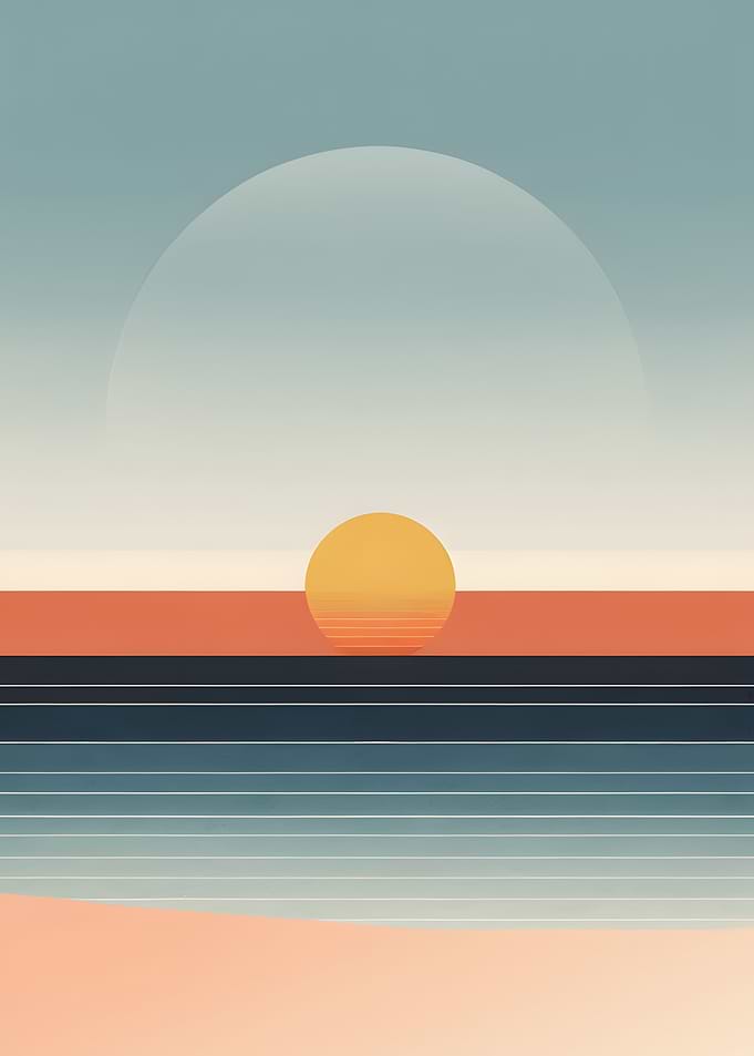 Sunset in California Minimalist Art