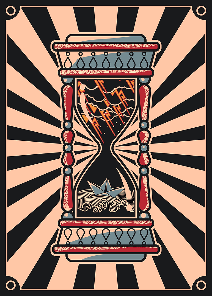 Stormy hourglass vintage illustration