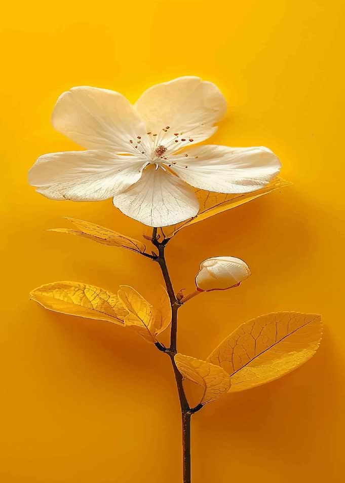 White Flower on Yellow