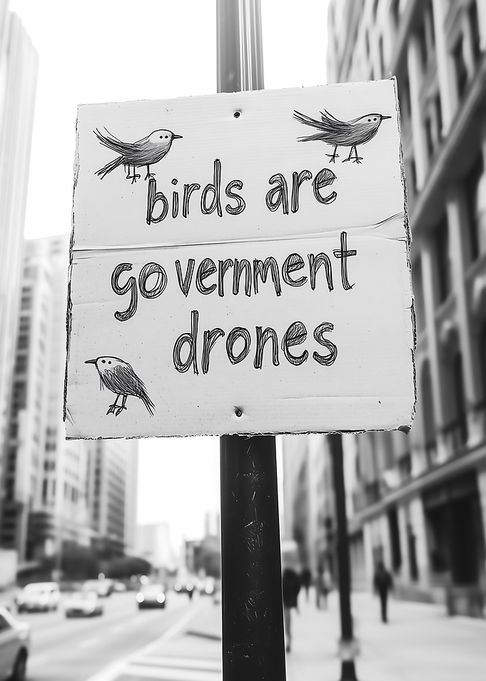 Birds are Government Drones Sign