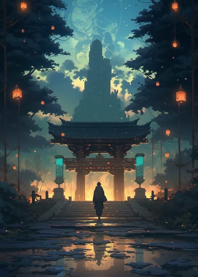 Japanese Gate to a Tower