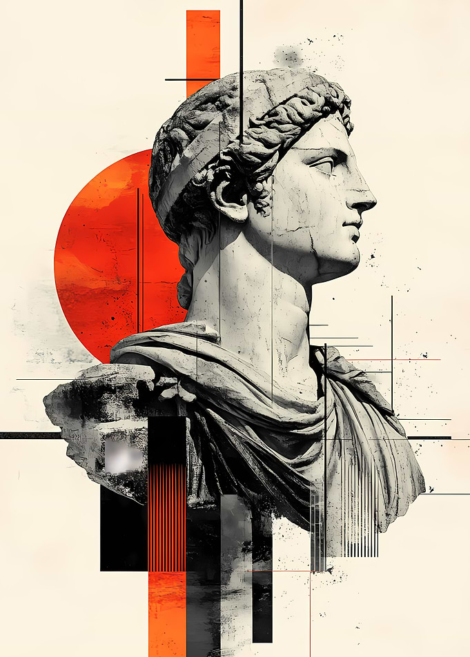 Roman Bust Abstract Art