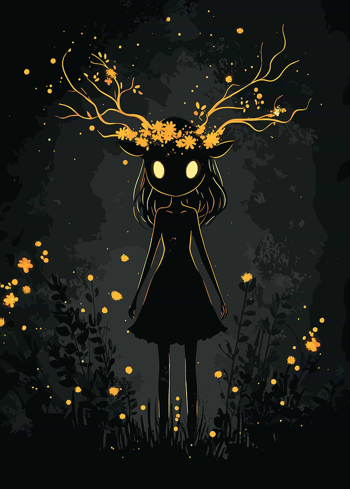 Forest Girl with Antlers