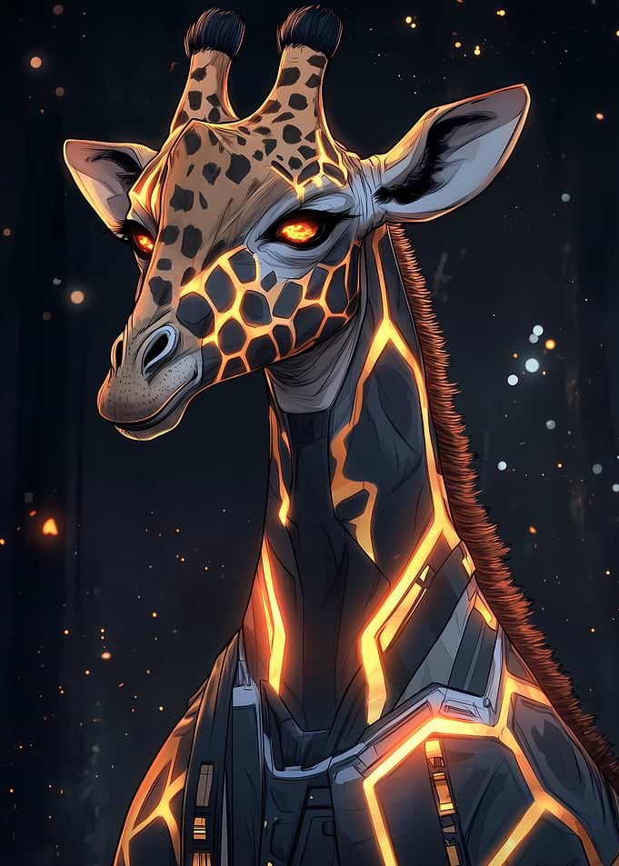 Cyberpunk Giraffe Animal