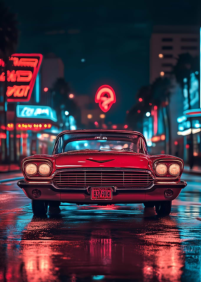 Classic Neon Car Night Drive