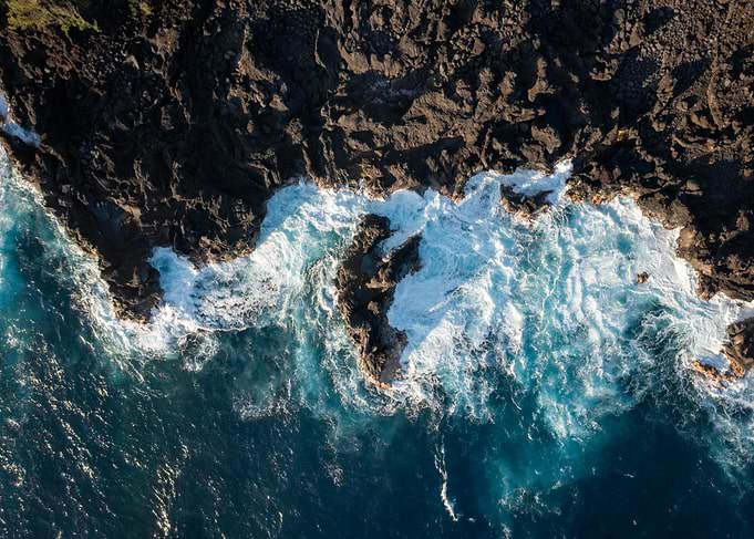 Ocean Waves Crashing on Rocks