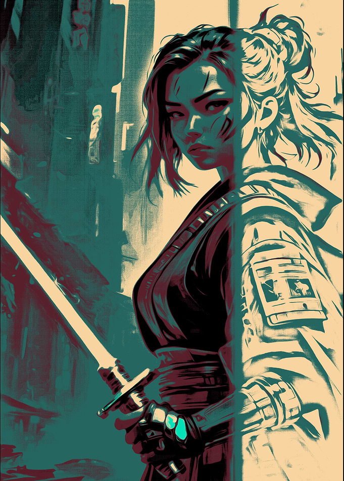 Female Warrior with Lightsaber