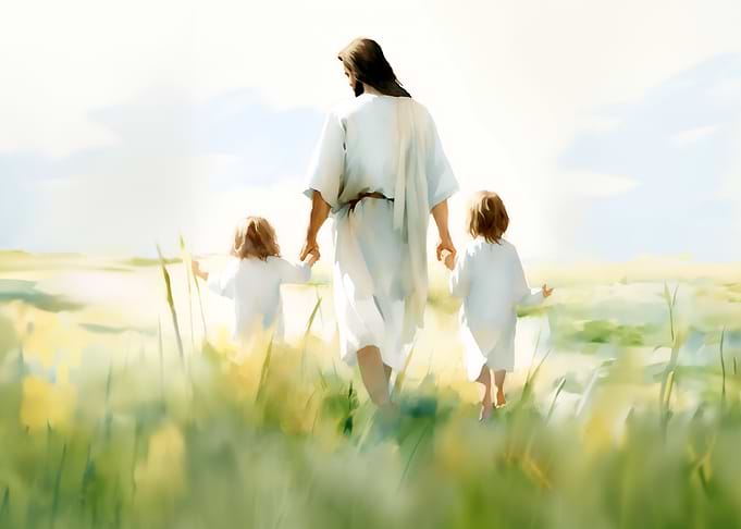 Jesus Walking with Children