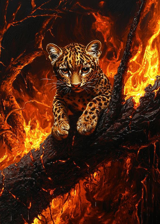Leopard Cub in Flames