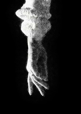 illuminating hand reaching out deep line art