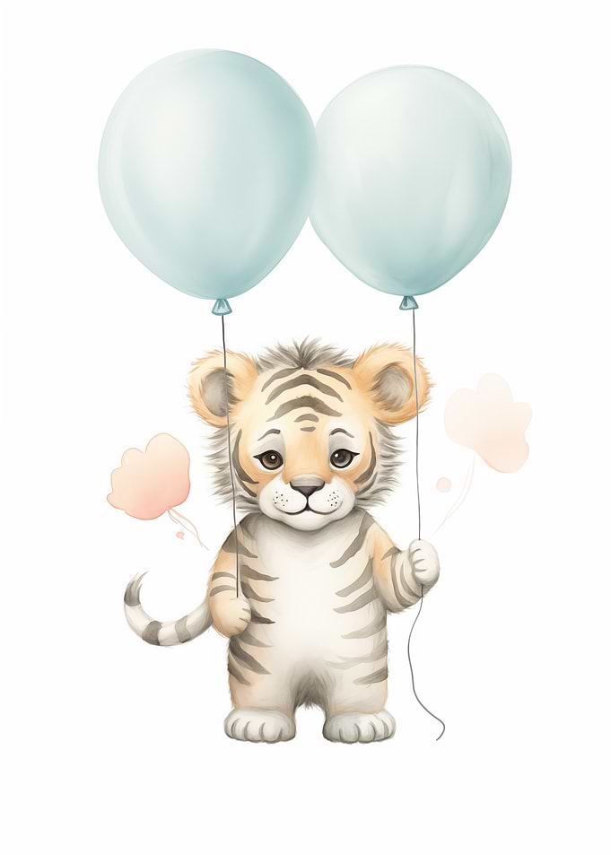Cute Tiger with Balloons