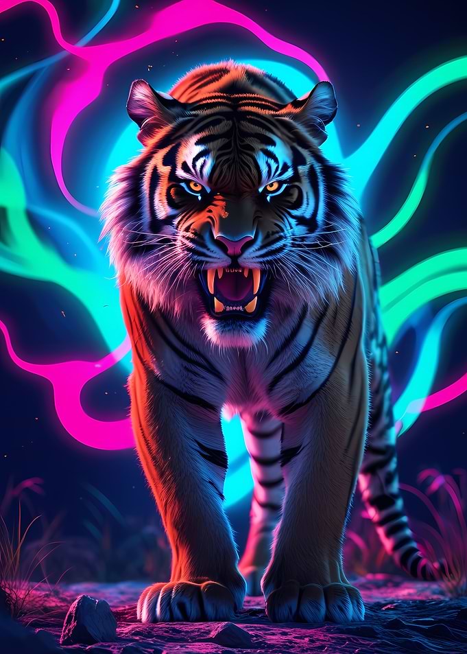Powerful Neon Tiger