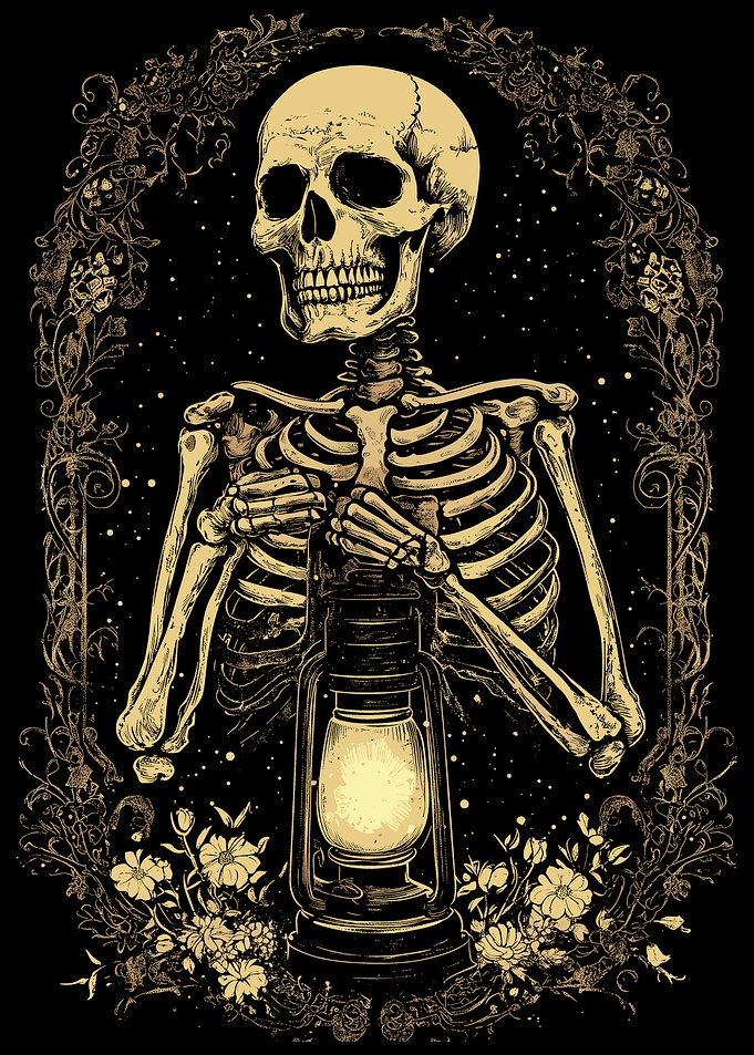 Skeleton Holding Lantern