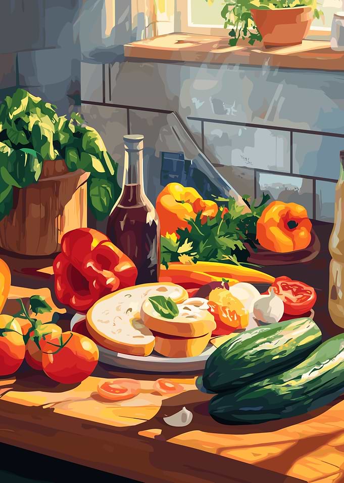 Kitchen Still Life with Vegetables