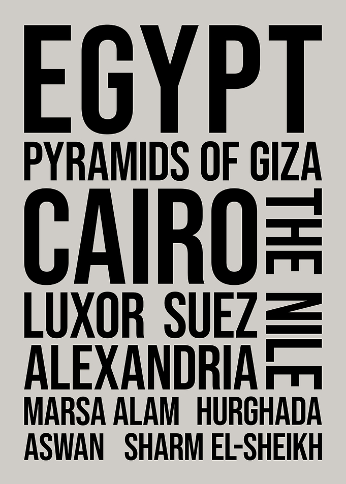 Egypt Landmarks and Cities Word Art