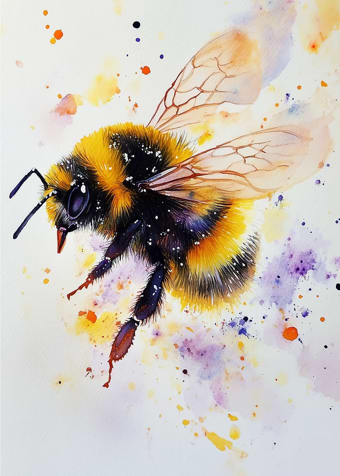 Bumblebee Watercolor Painting