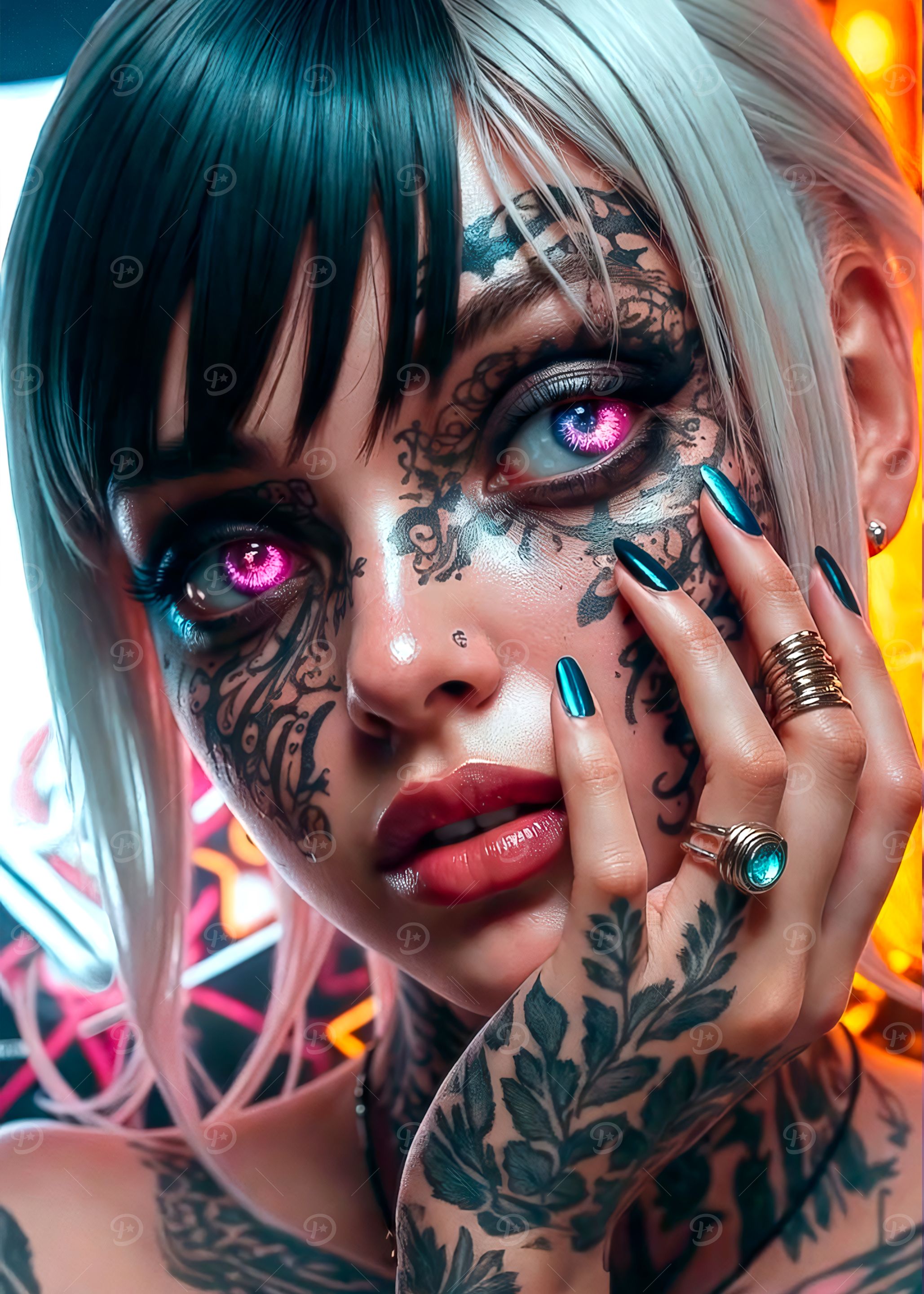 Cyberpunk Tattooed Woman