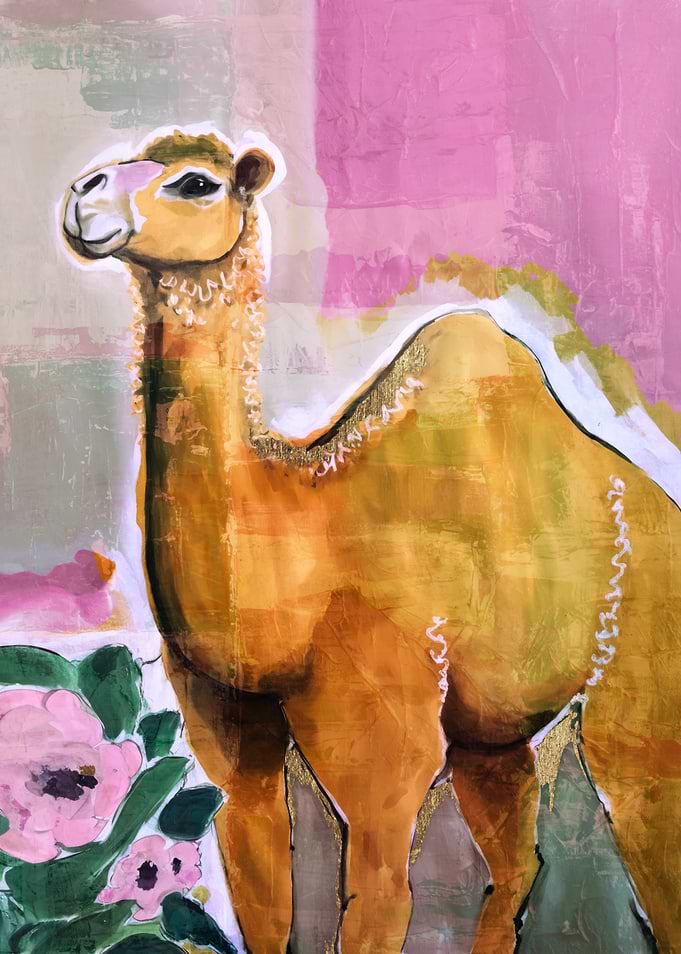 Camel Painting with Flowers