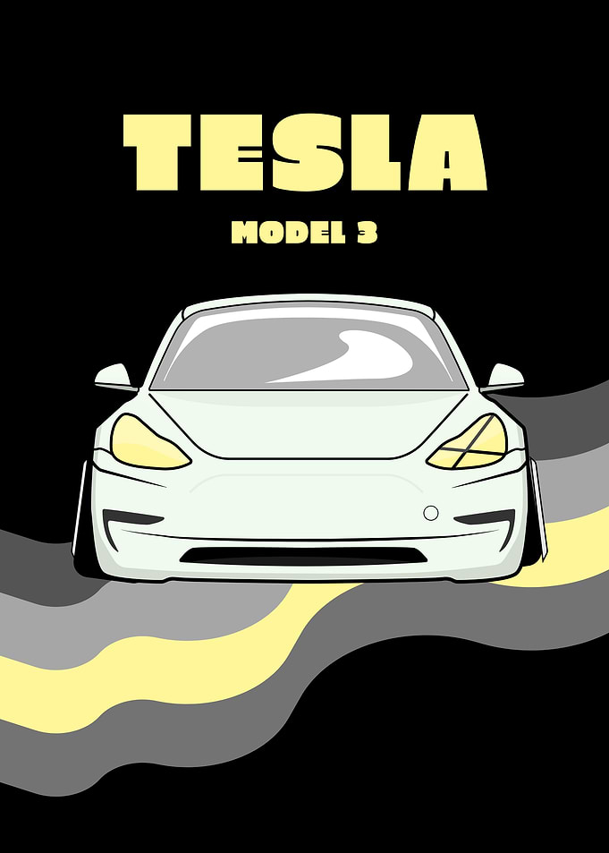 Tesla Model 3 Illustration | RETRO ART