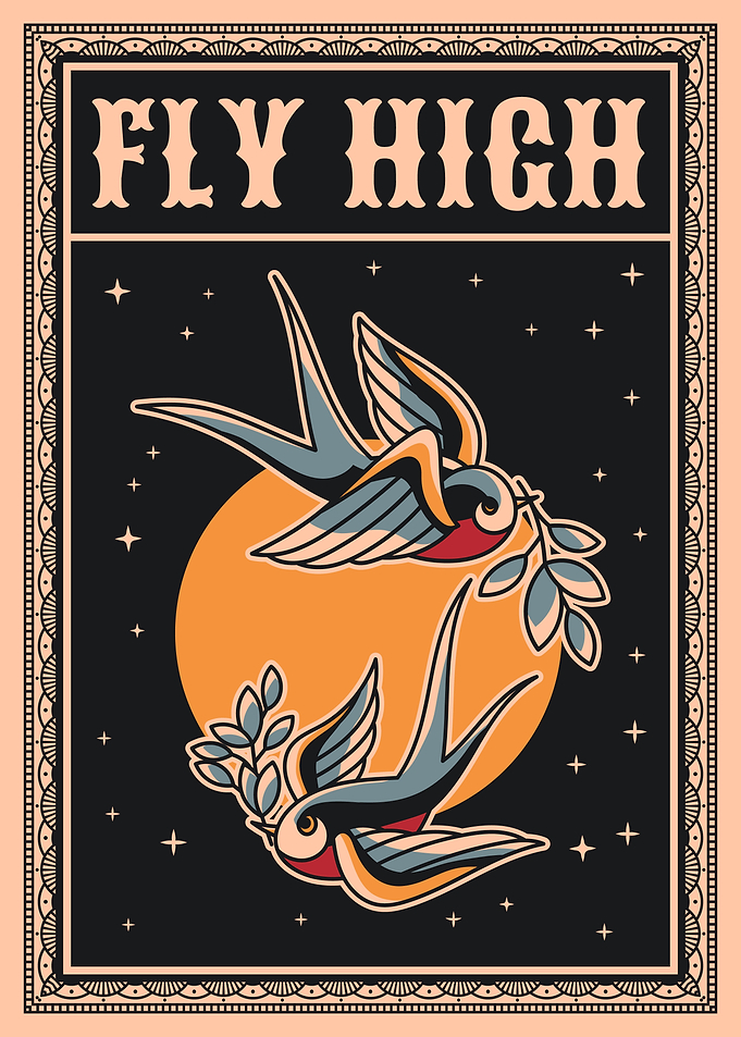 Fly high vintage design illustration