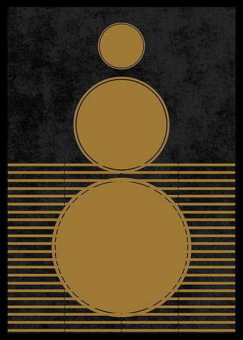 Gold Circles Abstract Art