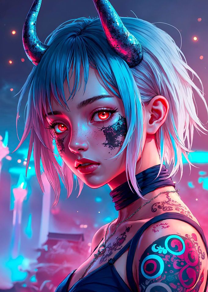 Cyberpunk Demon Girl