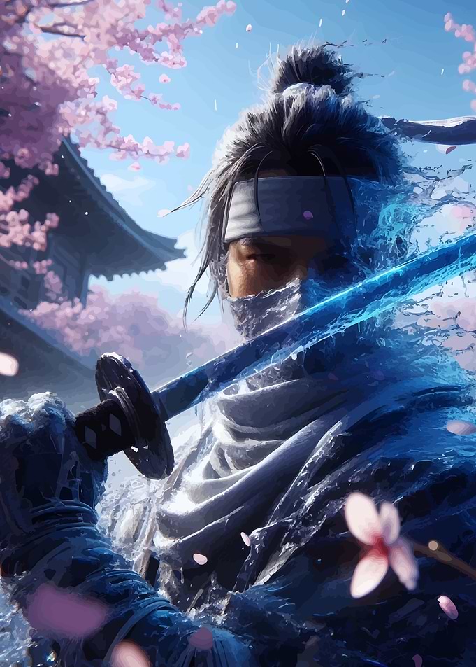 Samurai with Sword and Water