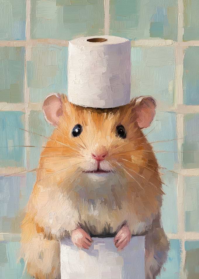 Hamster with Toilet Paper Hat