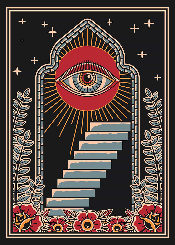 Eye with Stairs & Flowers